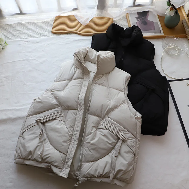 Faionable Vest Top Women's Winter Loose Versatile down Cotton Jaet Zipper Collar Korean Sle Cotton Coat with Large kets