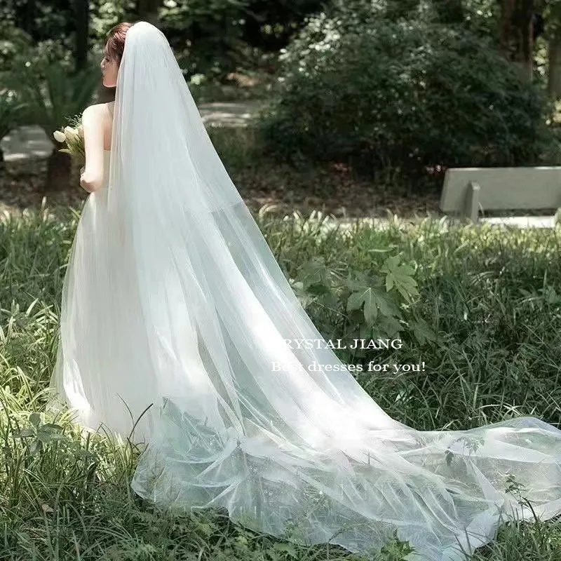 

Simple Two Layers Soft Tulle Bridal Veils wedding veil for brides Marriage Accessories with Comb