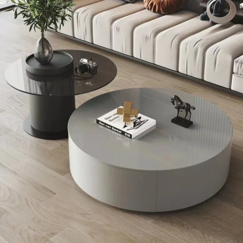 

Minimalist Aesthetic Side Table Wood Round Modern Nordic Floor Gray Coffee Table Living Room Design Mesa Wooden Furniture