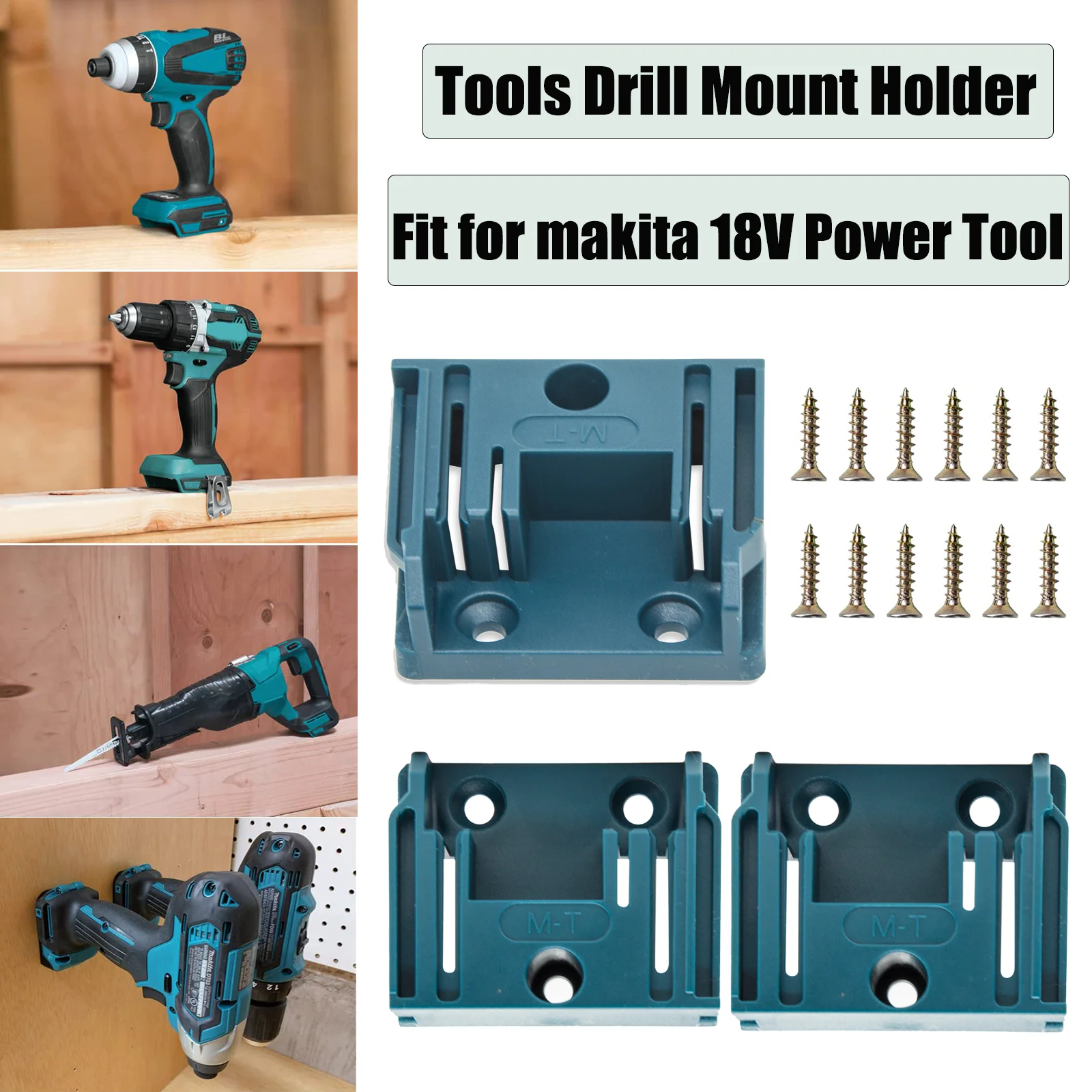 Fit for Makita 18V Li-ion Drill Tools Holder Dock Hanger with 20 Screws(cyan-blue, No Tool) Tools Drill Mount Holder