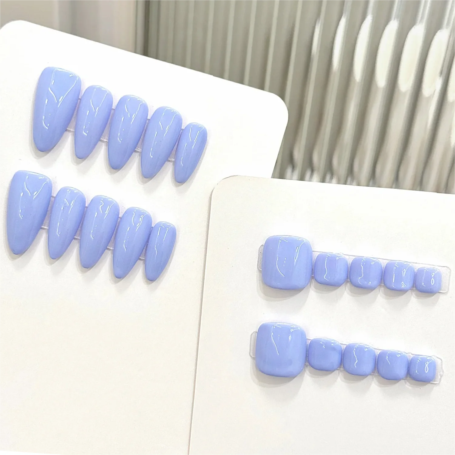 

10 шт. Накладные ногти ручной работы в простом стиле Ins, светло-фиолетовые, однотонные, очаровательные, для маникюра и педикюра