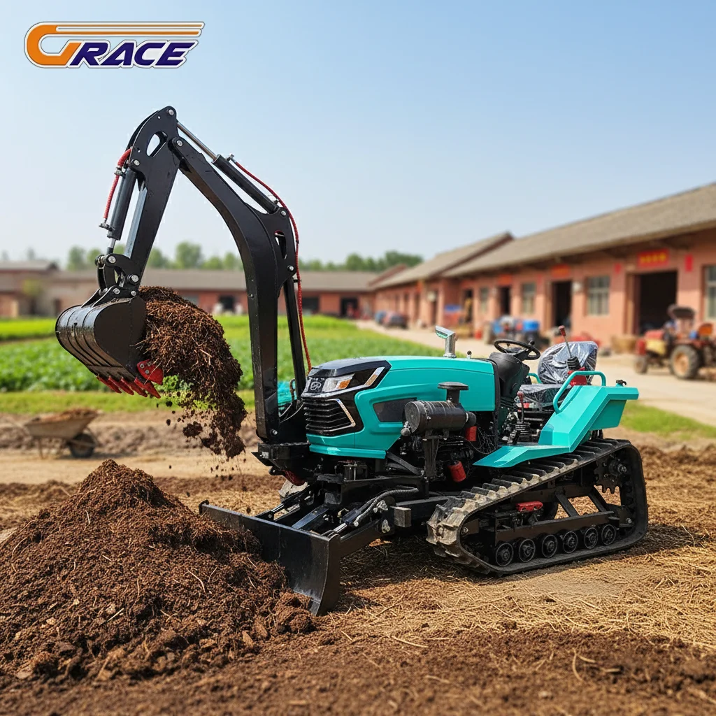 

80HP Crawler Tractor 5 in 1 Ditching Digging Bulldozing Mowing Snow Sweeping Industrial Farm Engineering Machine