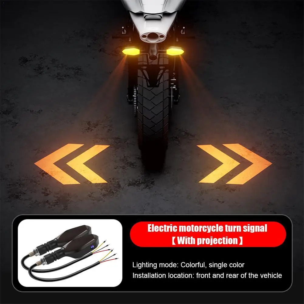 Motorcycle Projection Turn Signal Electric Vehicle Colorful Atmosphere LED Atmosphere Turn Signal High Brightness Warning Light