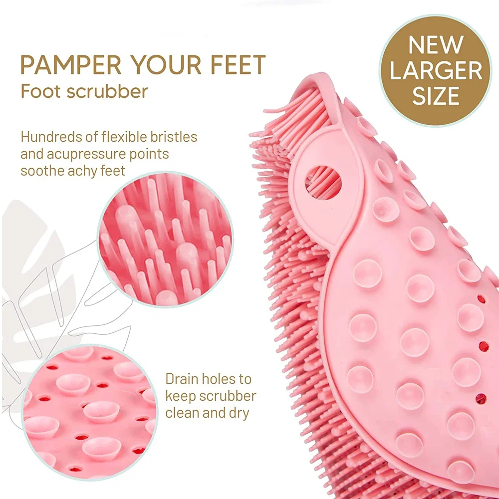 Shower Foot Back Scrubber Silicone Bath Massage Pad Bath Massage Cushion Brush with Suction Cups Wash Foot Mat Exfoliating Brush