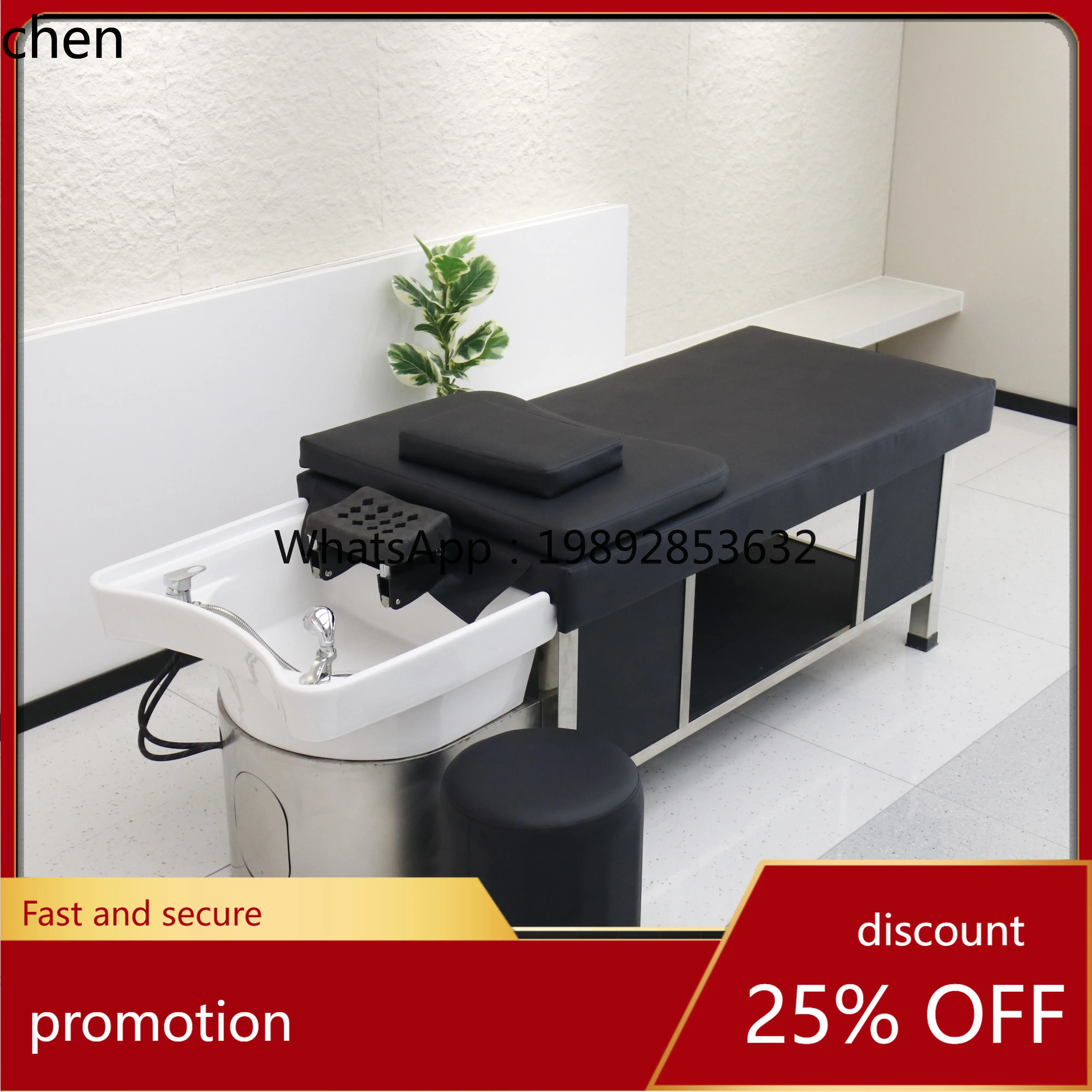 HXL Barber Shop Shampoo Bed Full Lying Hair Salon Special Bed Flushing Bed Ceramic Basin Stainless Steel