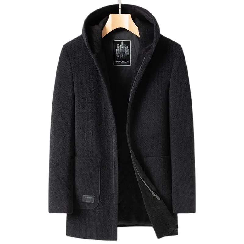 BATMO 2023 new arrival autumn&winter wool hooded trench coat men,male jackets overcoat 2310