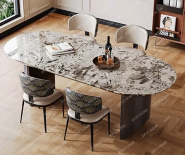 LGreen luxury stone light luxury minimalist high-end household rectangular dining table