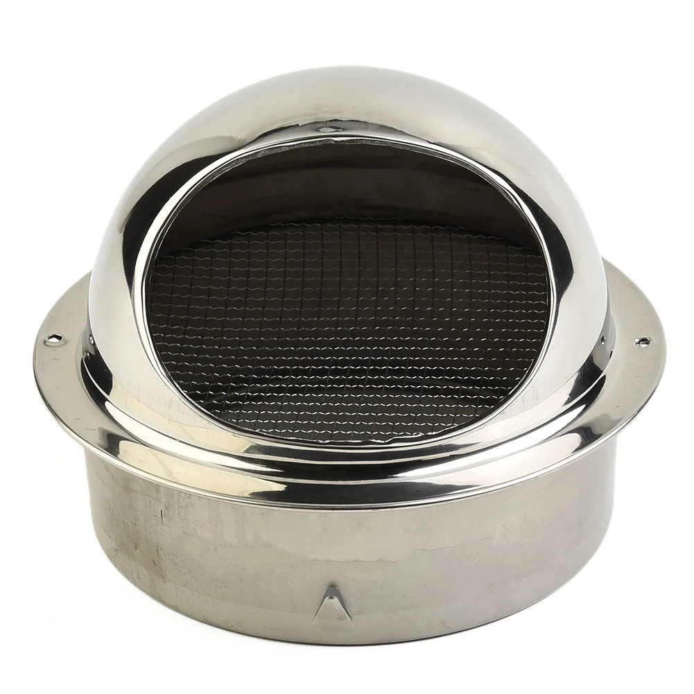 Stainless Steel Round Brushed Bull Nosed External Extractor Wall Vent Outlet With Mesh Screen For Dryer Bathroom Kitchen