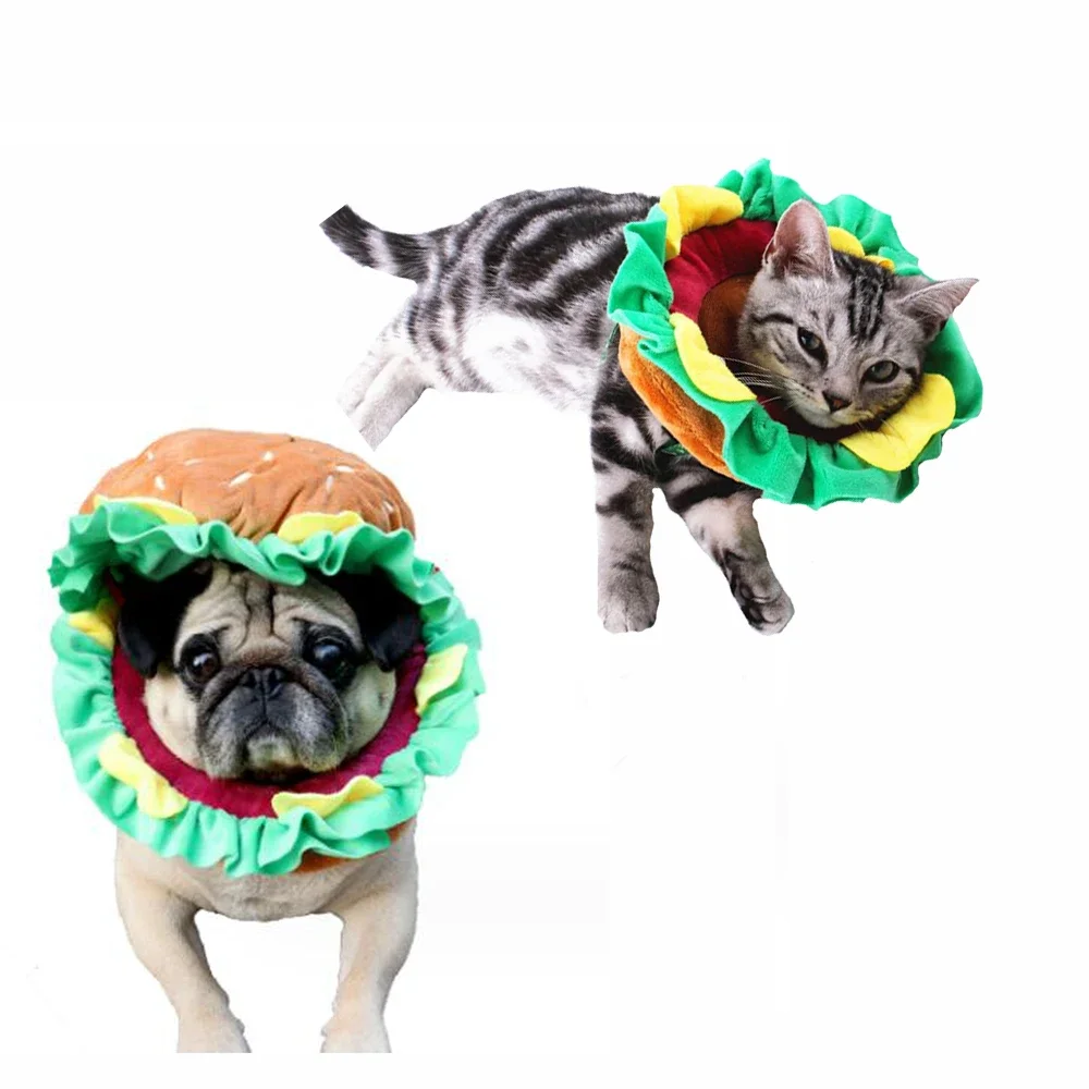 Halloween Pet Hamburger Hat Cat Headgear Food Headwear Funny Cosplay Outfit For Christmas Cosplay Dog Cat Costume Accessories