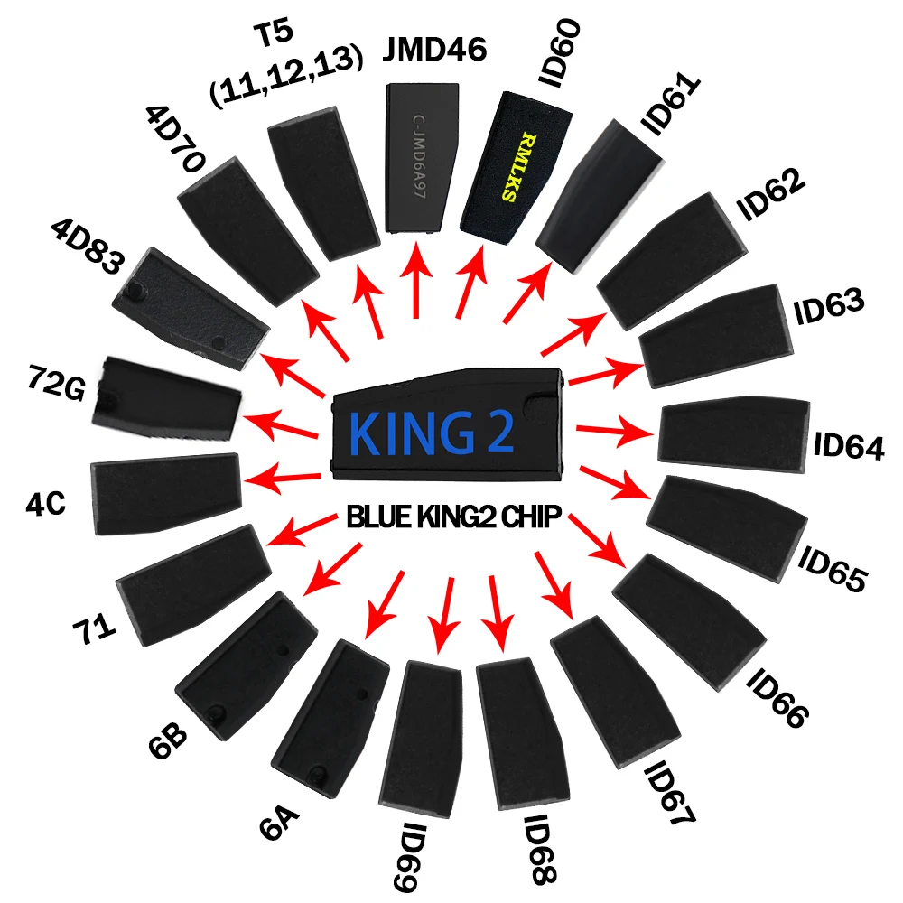 Universal Multi-function JMD King/Blue Transponder Car Key Chip for 4D/ID46/47/60/63/68/69/T5/72G E-Baby/Handy Baby2 Programmer