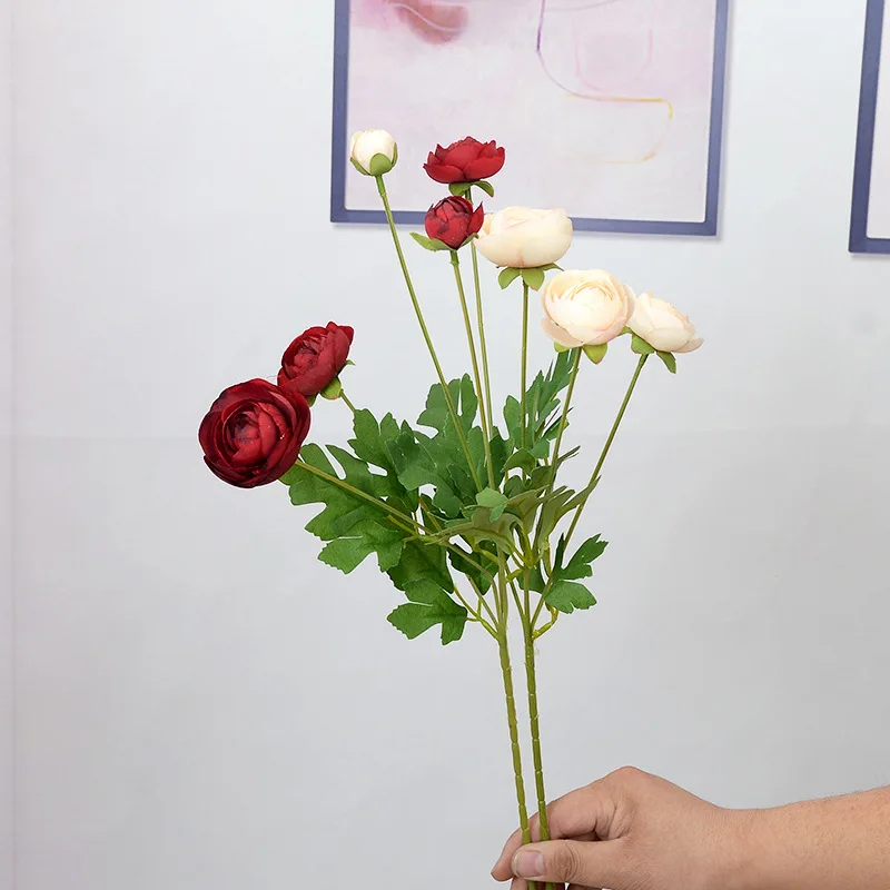 Artificial Ranunculus Flowers with Real Touch Stem Faux Peony Wedding Decoration Household Simulation Artificial Flowers