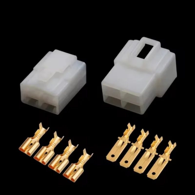 1-20 Set 4 Pin Unsealed Connector Auto Electric Wire Harness Oxygen Sensor 6.3 MM Male Female White Plug DJ7042-6.3-11