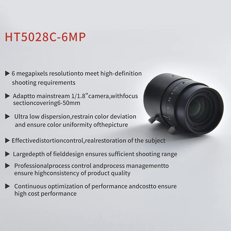 Lente de Câmera Industrial Vision, Lente de Alta Definição, Distância Focal, 6 Megapixels, 18FA4028-6MP, 30mm