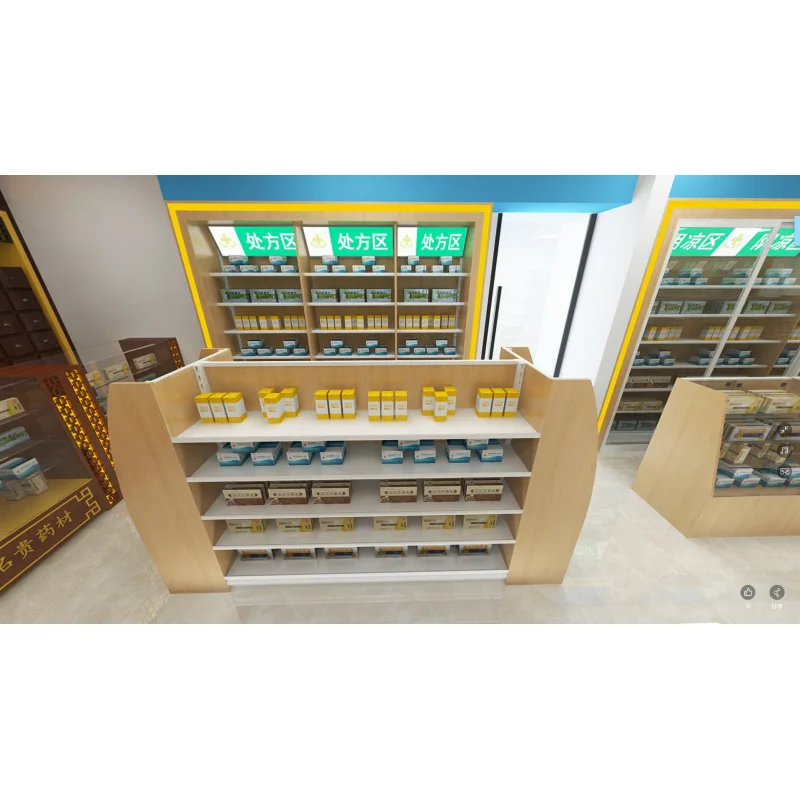 Muebles de madera personalizados para tienda de farmacia, soporte de exhibición de diseño Interior, estantes, góndola