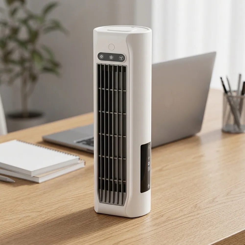 Silent Tower Fan Bladeless Wall Fan For Sleeping Quiet Air Circulation Nail-free Stickers Compact Design Modern Aesthetic