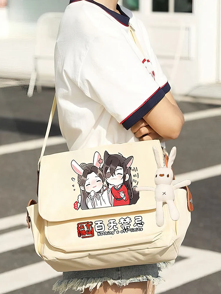 Sacs à bandoulière Anime Messenger pour enfants et adolescents, sacs à bandoulière initiés, école pour filles et garçons, noir beige, bénédiction des officiels du ciel, Tian Guan Ci Fu