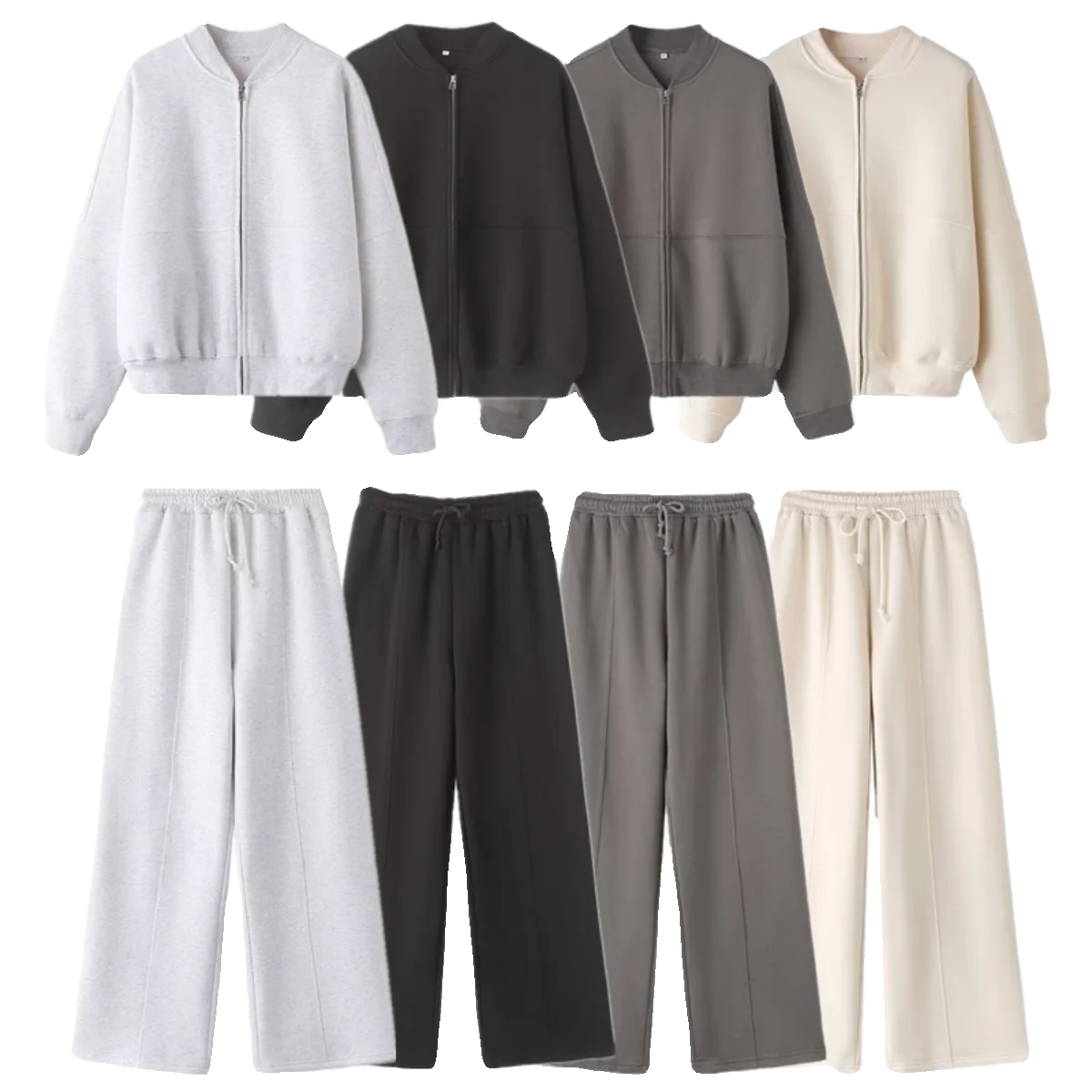 Spring 2024 Women's Pilot Jacket Style Sweatshirt High Waist Fleece Pants Fashion Set High Quality Ladies Clothing
