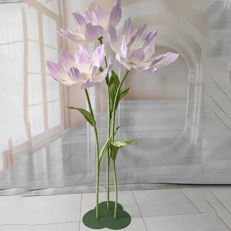 1Pc/3pcs Handmade Water Lily Paper Flower Head Artificial Wedding Road Leading Flower Marriage Decor Stage Window Display Lotus