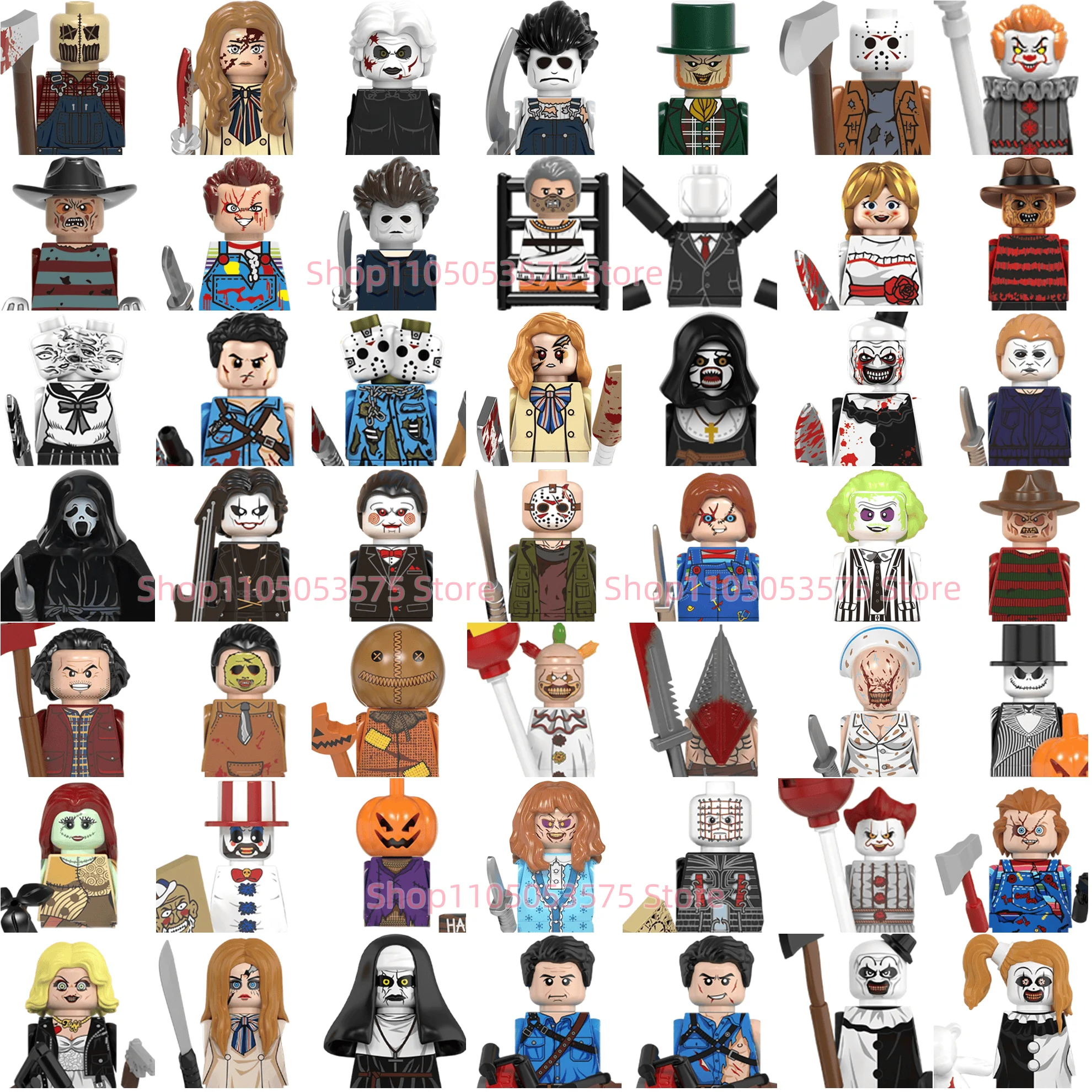 

Horror movie characters building block toy kids MINI brick All Saints' Day Eric Draven Jason Chainsaw killer Nurse Collect gifts