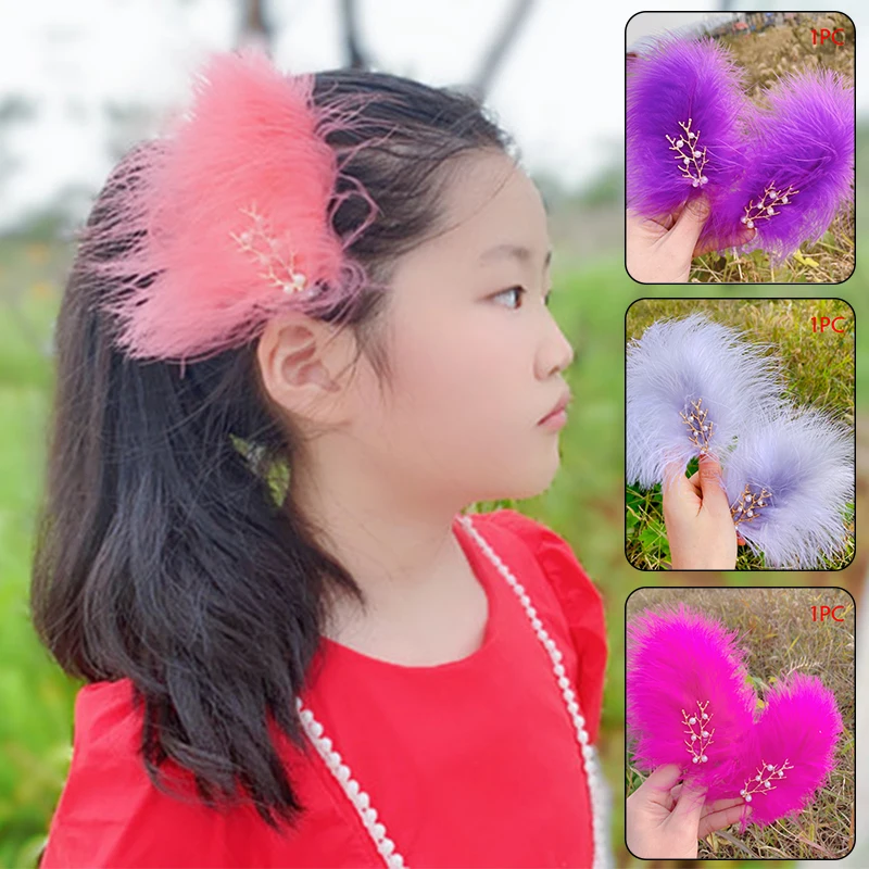 1PC Feather Hair Clip Headdress Wedding For Women Girls Chic Pearl Hair Clip Daily Sweet Feather Barrettes Hair Accessories Gift