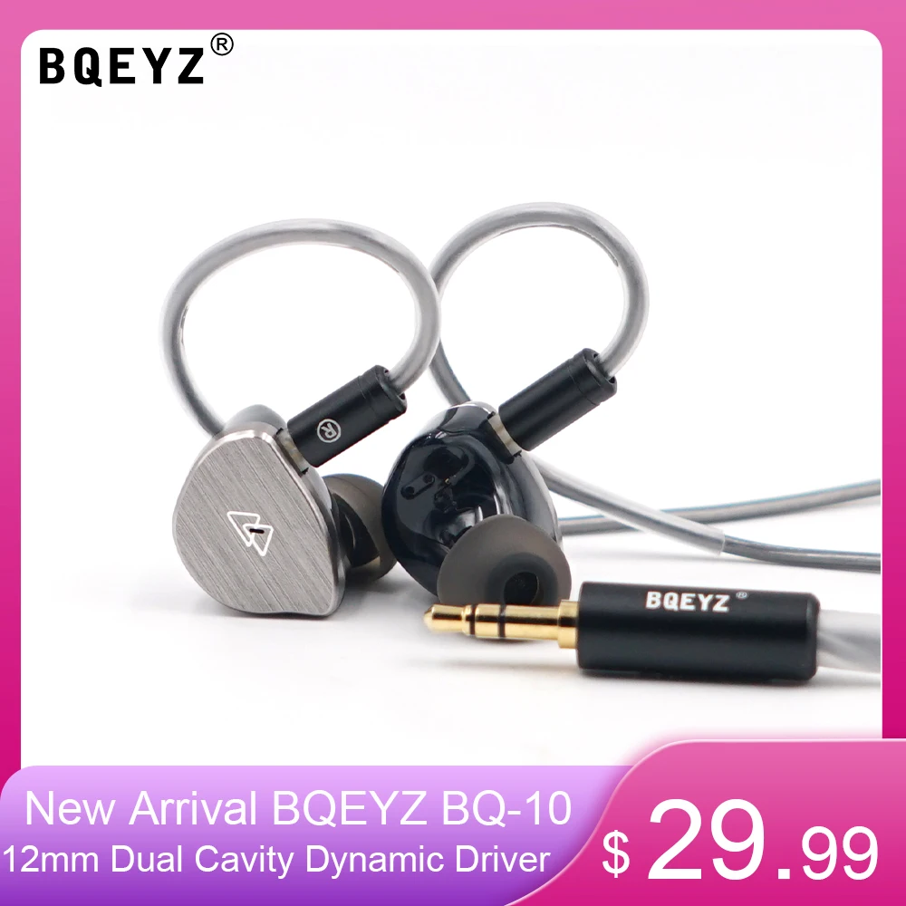 New BQEYZ BQ10 12mm PET Single Dynamic Driver in-Ear Earphones HiFi Wired IEM  0.78mm 2Pin Detachable Silver-plated OFC Cable