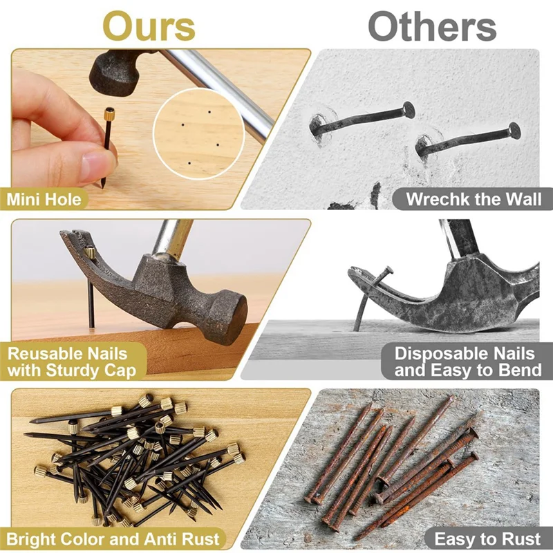 AB47-120Piece Kit cornice per appendere chiodi per appendere quadri adatti per foto, chiodi per quadri da parete per la decorazione della parete