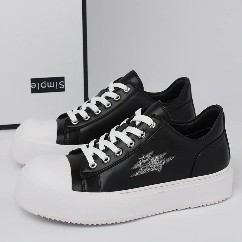 

Shoes Men's Versatile Trendy Shoes High Sense Ruffian Handsome 2025 New Casual Design Sense Niche Thick Sole Heightening Black