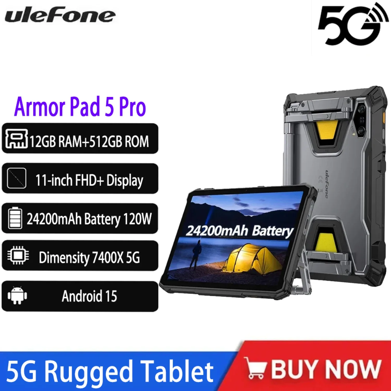 Ulefone Armor Pad 5 Pro Rugged Tablet 11