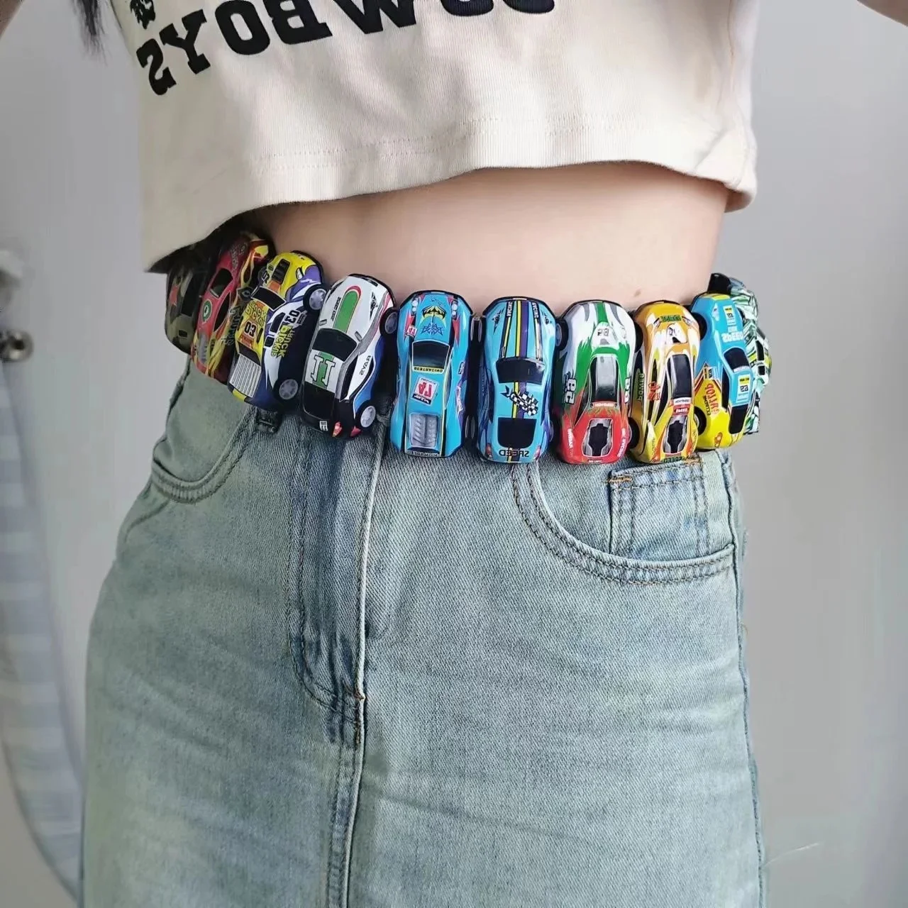 

Creative Racing Model Belt Y2k Streetwear 22/18pcs Cars Model Decorative Belt For Men Women Clothes Accessories