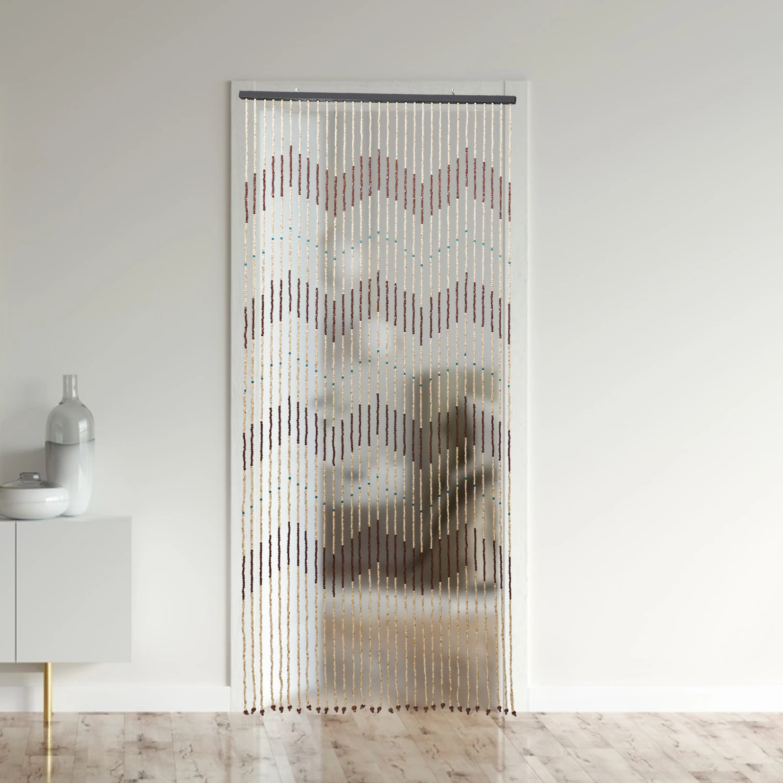 31 Strands Door Curtain Wooden Bead Curtain with Spike Pattern