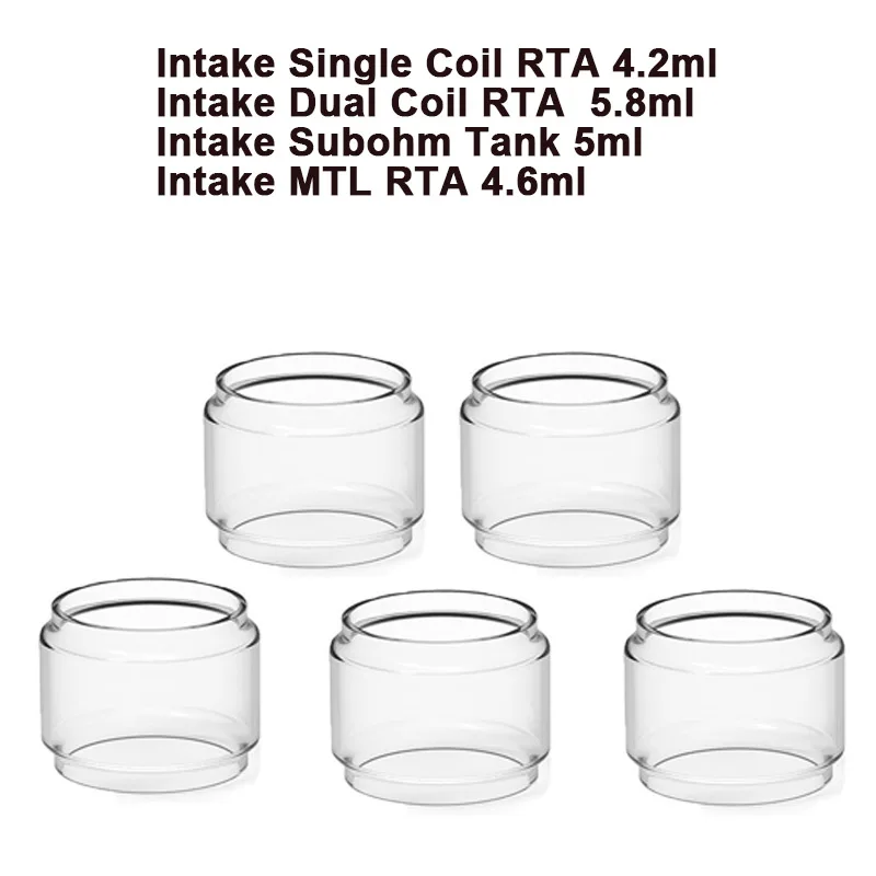 5 Pieces Glass Tank for Intake Single Coil Dual Coil Subohm Tank Intake MTL RTA Replacement Mini Glass Cup Container