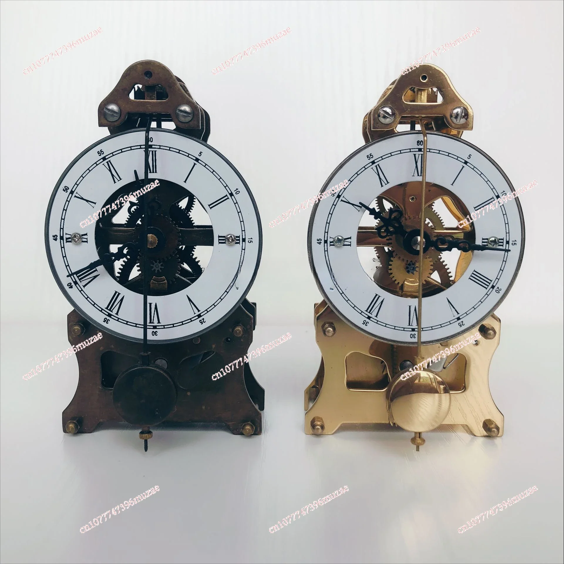 All Copper Movement Mechanical Clock, All Metal Decorative Clock, Viewing Perspective Table Clock, Clock Accessories