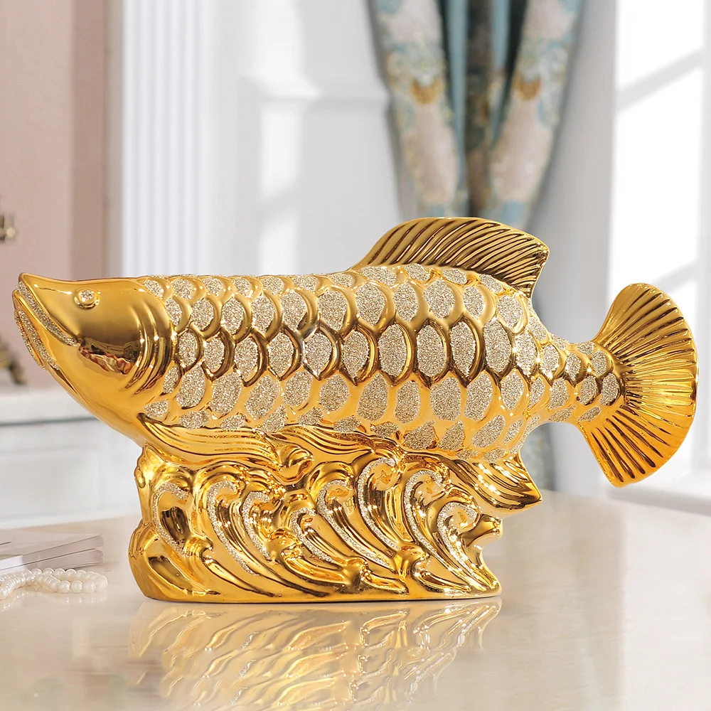 Imagem -06 - Eficiente Arowana Golden Fish Art Estátua Talismã da Sorte Dinheiro da Sorte Venda Quente Casa Escritório Loja Quarto Top Cool Venda Quente