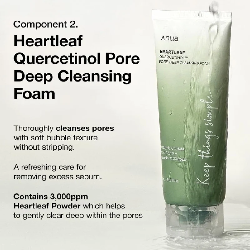 Anua Heartleaf Dual Cleansing 2-in-1 Pore Control Cleansing Oil & Quercetin Deep Facial Cleanser Double Cleansing Korea Skincare