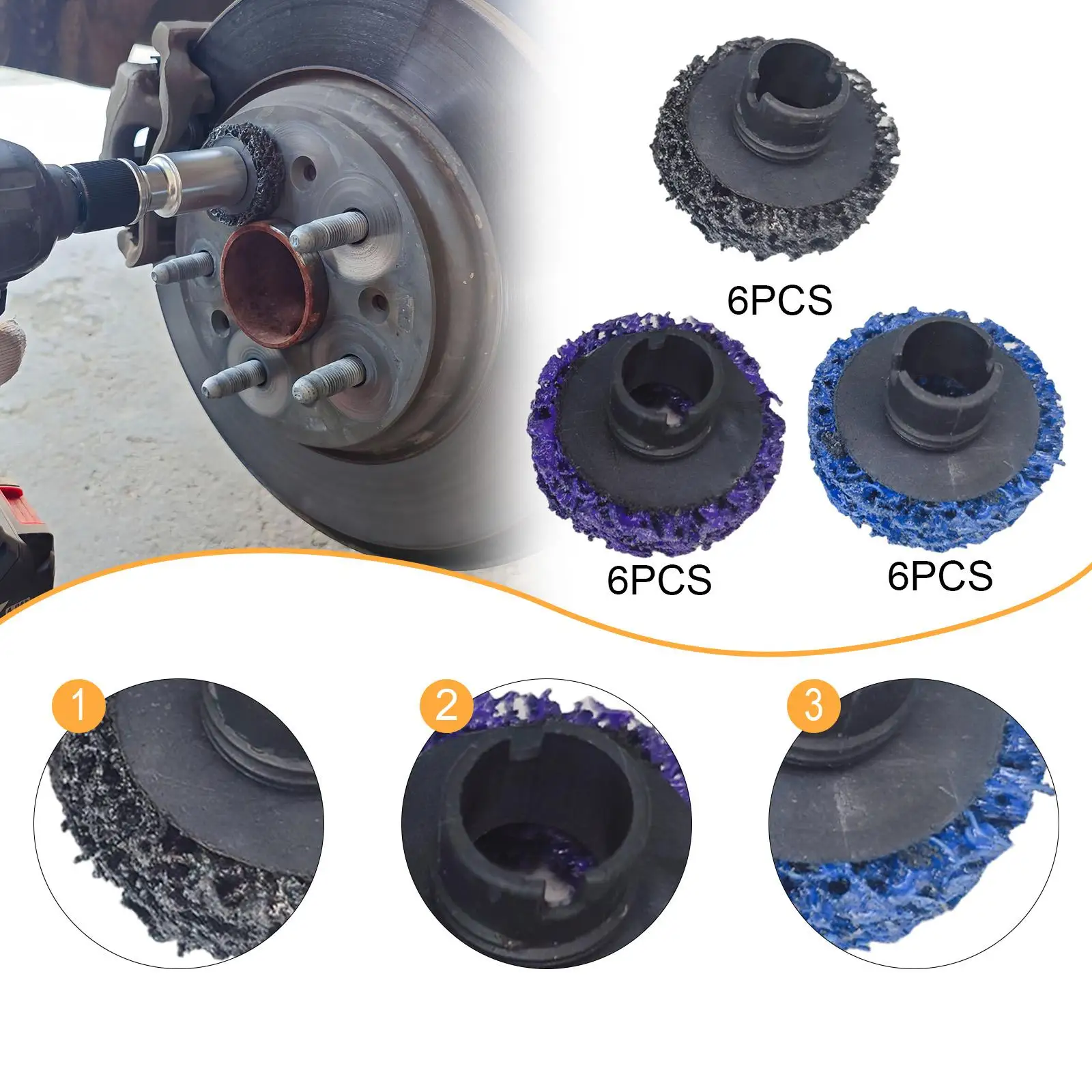 6x Brake Hub Cleaning Discs Car Detailing Tool Hub Polisher Buffing Pads for Automobile RV Commercial Truck Drum Rotor