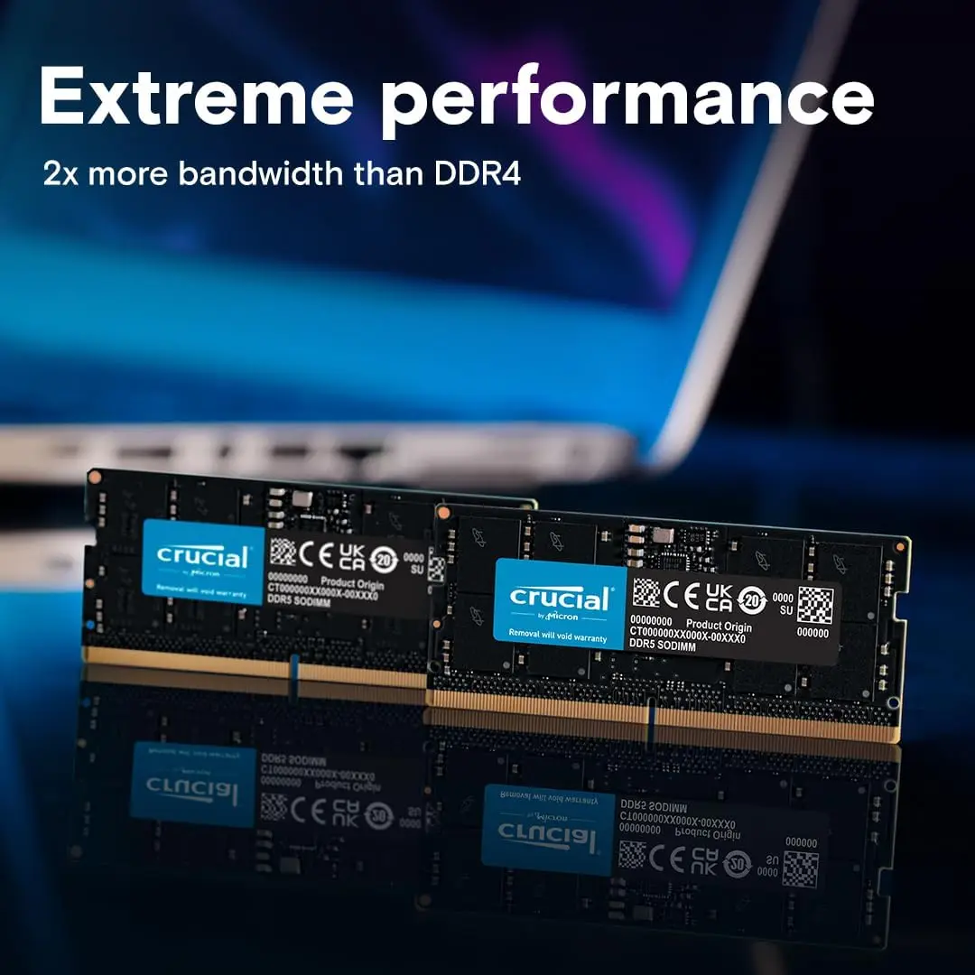 Crucial RAM DDR5 16GB 32GB 5600MHz Laptop Memory 262-Pin SODIMM