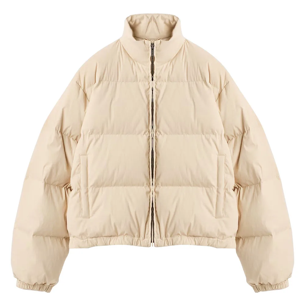 Autumn and winter new light beige women's standing collar down jacket #S4194