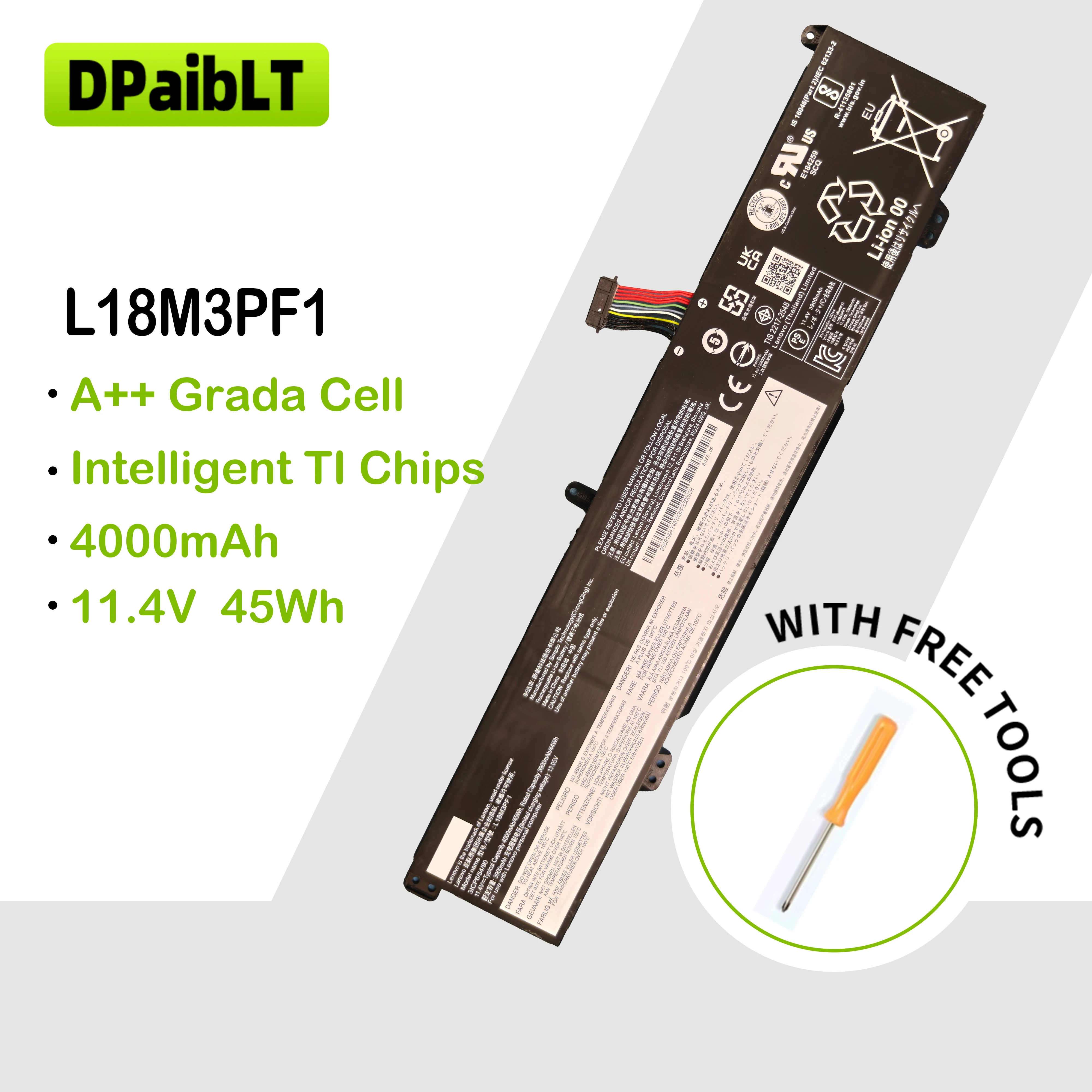 

DPaibLT NEW 45Wh 11.4V 4000mAh L18M3PF1 L18C3PF1 LAPTOP BATTERY For Lenovo Ideapad L340-15IRH L340-17IRH Gaming Series