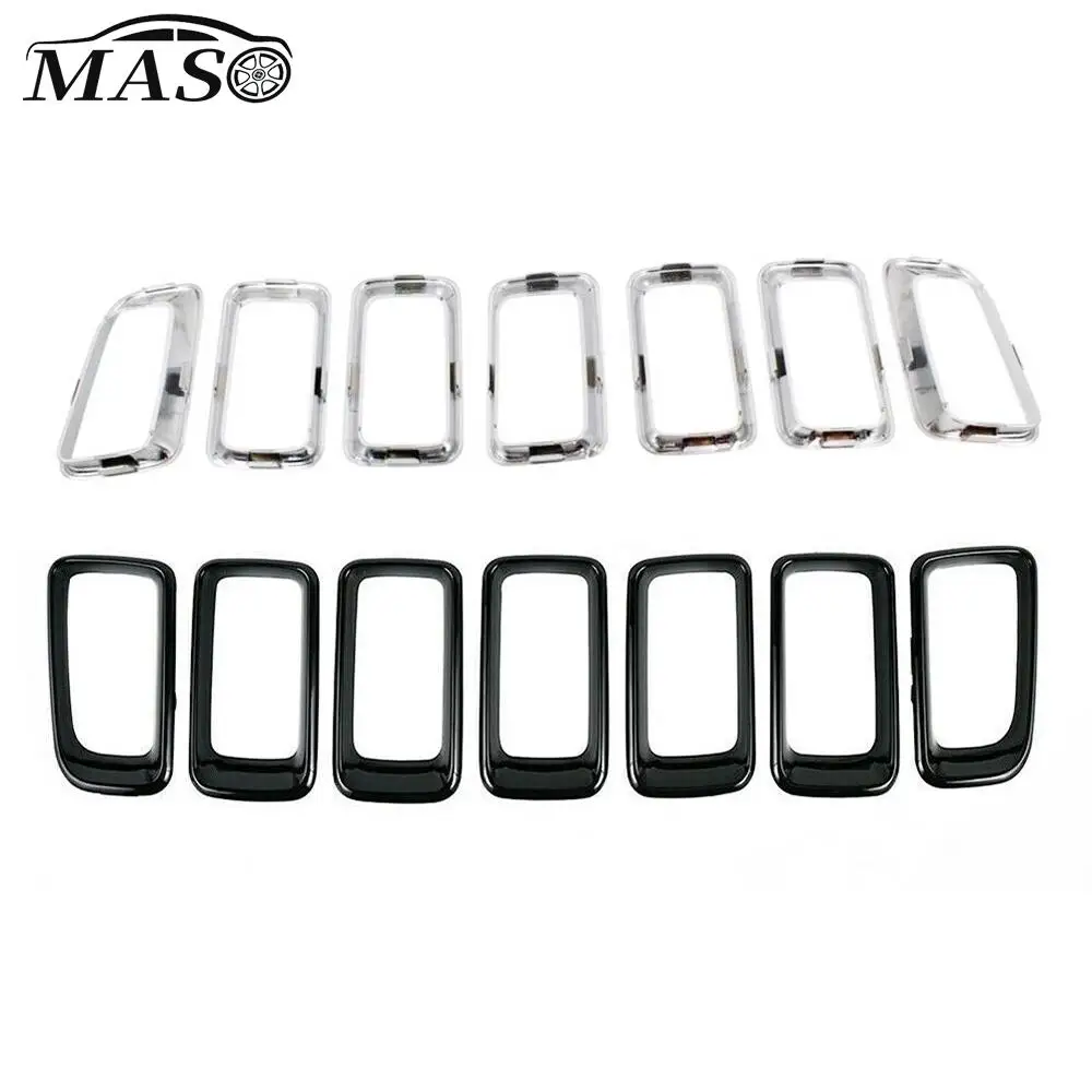 7PCS Front Grille Cover Grill Ring Inserts Frame Trims Kit 68109865AA for Jeep Compass 2011 2012 2013 2014 2015 2016