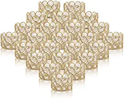 24PCS Crystal Gold Votives Candle Holder Elegant Decorative Tealight Candle Holders for Weddings Parties Chirstmas Gifts