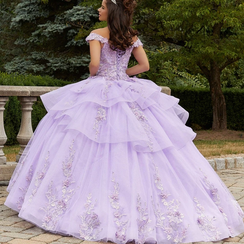 EVLAST klasyczny niebieski kryształowa sukienka na Quinceanera suknia balowa z cekinami z odkrytymi ramionami 3D kwiaty gorset Vestidos Para XV Años TQD117