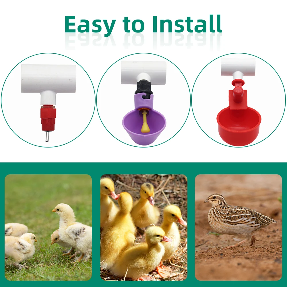 5/10/20 pces automático frango codorna coelho aves sistema de rega animal pvc tubo de três vias beber copo conexão tubo conectar