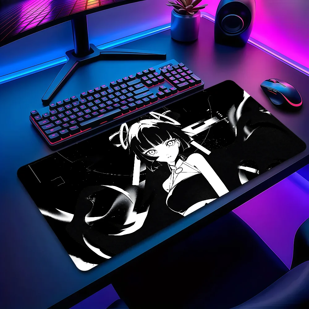 

Черно-белый коврик для мыши Frenzy S-Sora с изображением аниме-девушки, нескользящий, утолщенный, большой, с защитой от скольжения, для офиса, учебы и игр