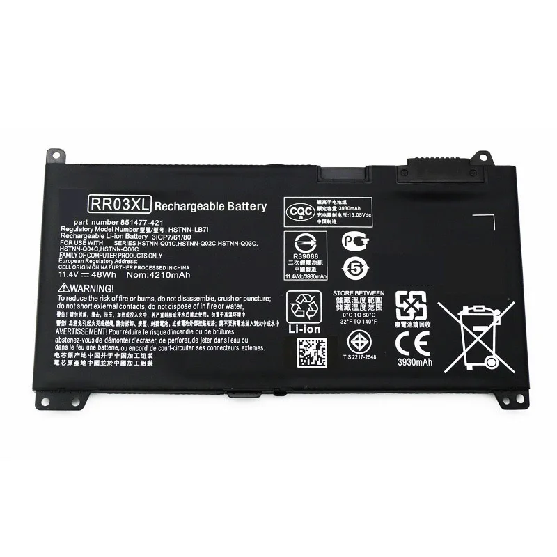 

11.4V 48Wh RR03XL Laptop Battery for HP ProBook 430 440 450 455 470 G4 Series HSTNN-LB7I HSTNN-PB6W HSTNN-UB7C HSTNN-Q01C Q02C