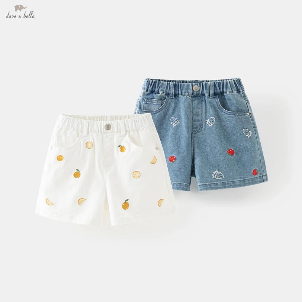 Dave Bella Girls Embroidery Shorts Childern Summer Straight Pants 7-13 Years Casual Loose Outdoor Trousers DK2261763