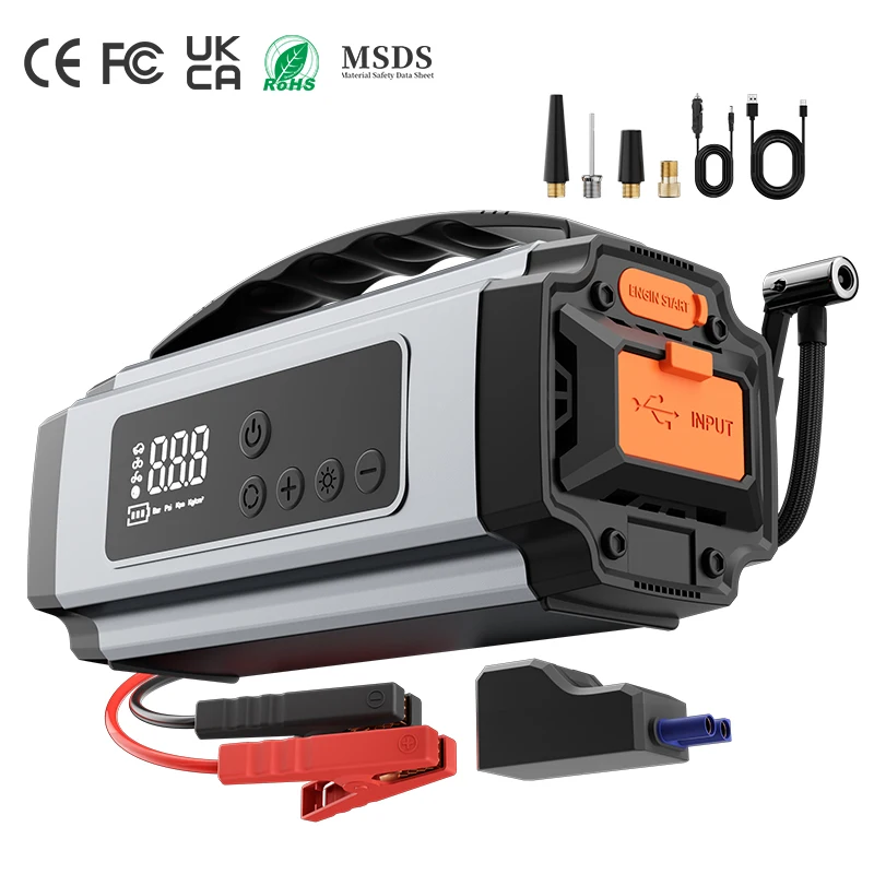 150psi Portable Car Tire Inflator 6000mAh Wireless Air Compressor Battery Emergency Start Power Supply Car Booster