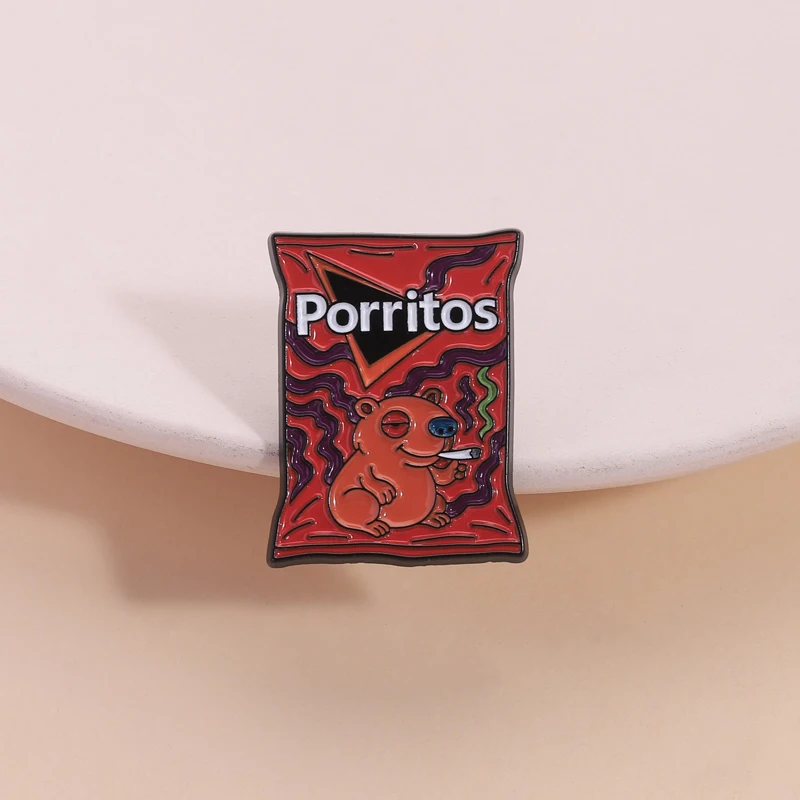 Porritos queso Nachos Chips esmalte Pin bocadillos divertidos lindo Animal broche solapa insignia accesorios de joyería de moda regalo para amigos