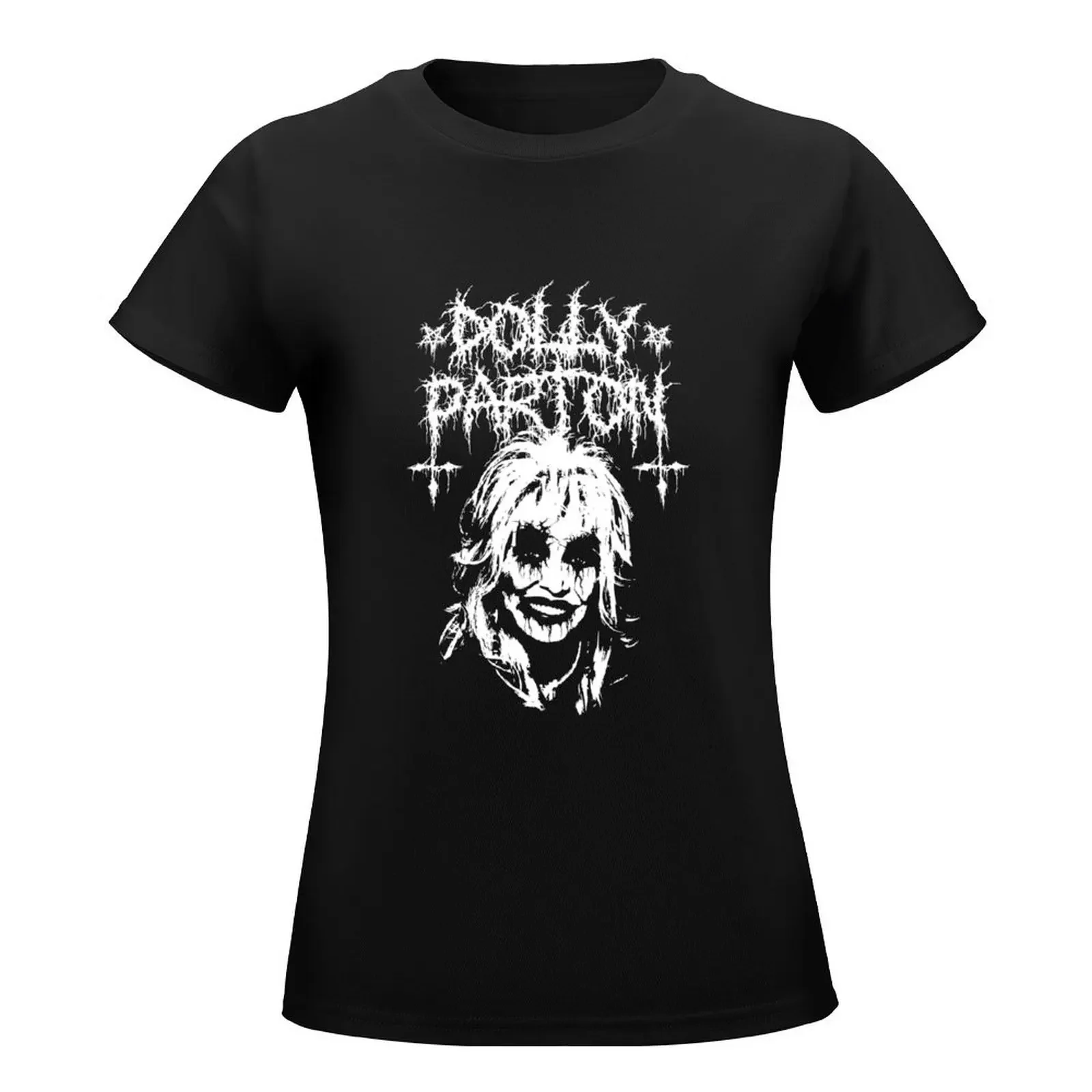 Metal Dolly Parton T-Shirt korean fashion Short sleeve tee cotton t shirts Women