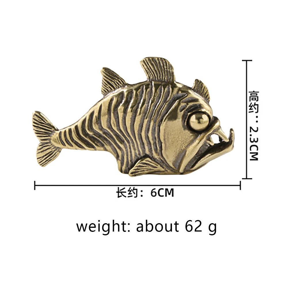 Piranha Brass Desk Decoration Figure Ornaments Piranha Fish Tea Pet Copper Crafts Collection Decorative Figurines