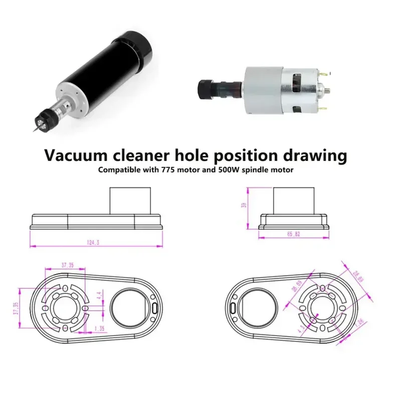 Kit pembersih vakum CNC Monster (M1), Filter katun bawaan untuk mesin CNC 775W Motor dan 500w poros debu Motor